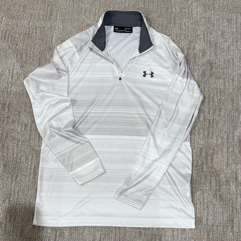 Under Armour Light Gray and Charcoal Quarter-Zip Top